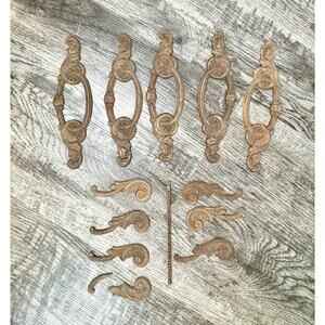 Vintage Singer Treadle Sewing Machine 12 Pieces Drawer Frame WOOD APPLIQUES